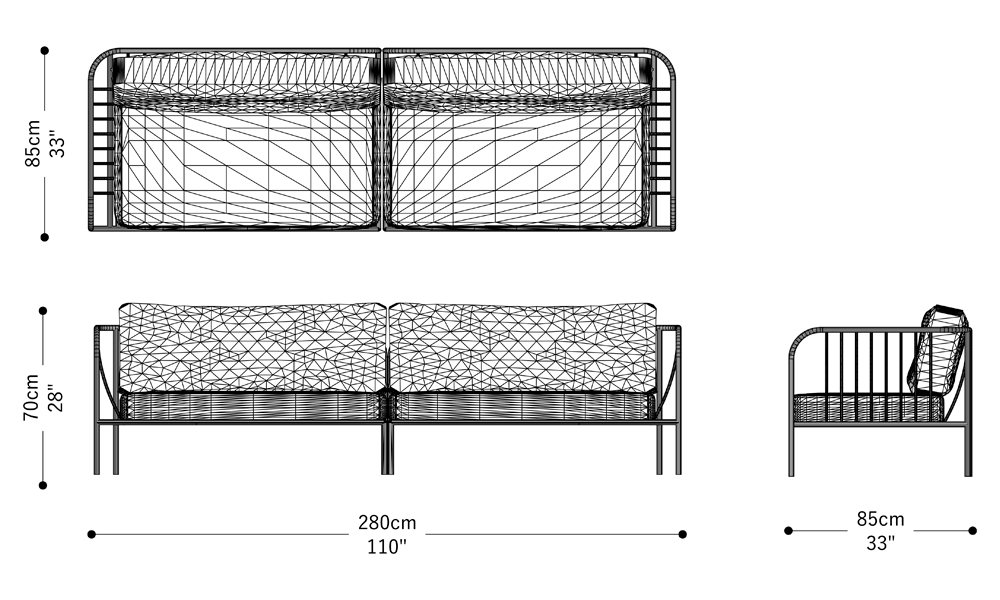 Image of the main dimensions of the product